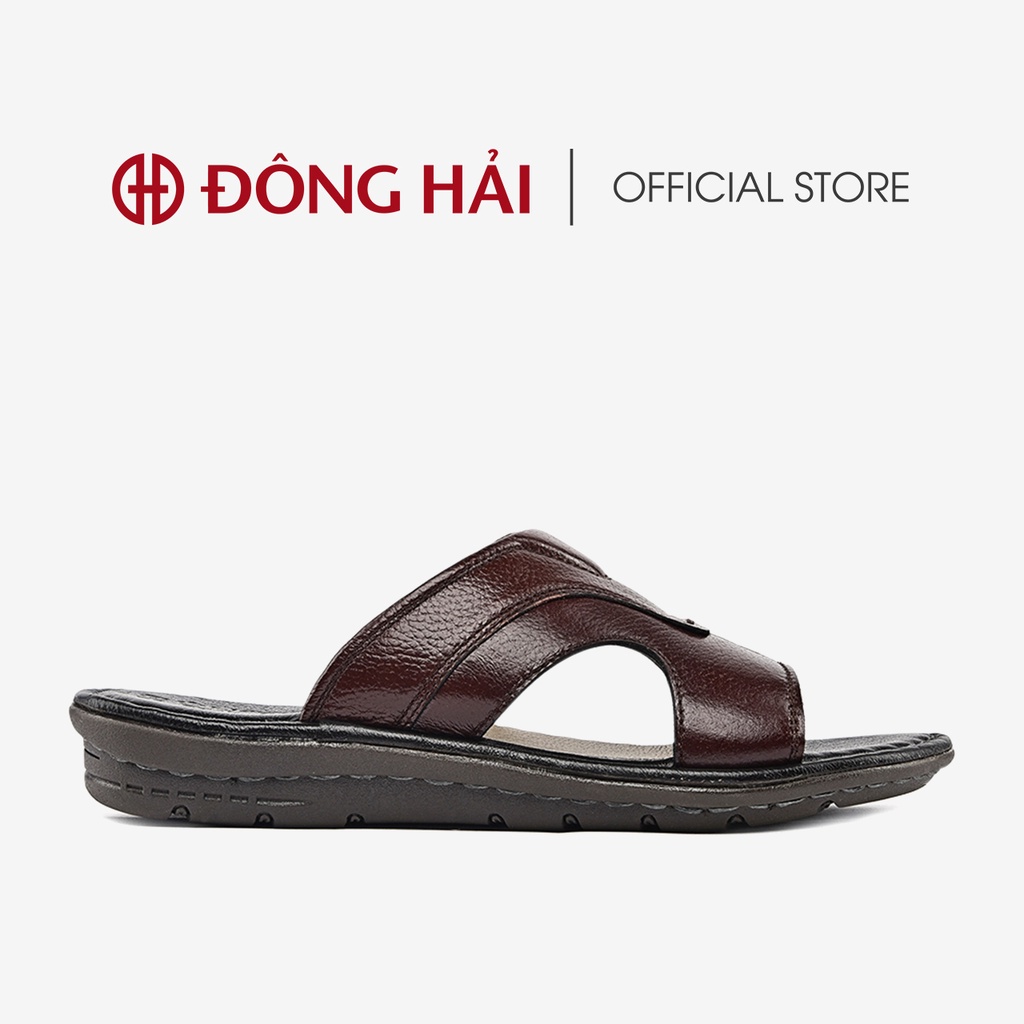 Dép quai ngang nam Đông Hải chất da bò cao cấp với thiết kế đơn giản đế cao su vững chãi - D1103