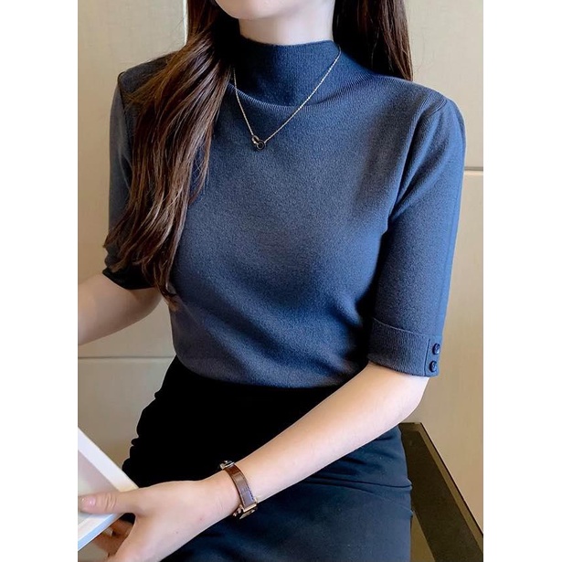 Áo Len Tay Cúc Nữ Lửng Giữ Nhiệt Basic 6 Màu Chất Liệu Co Giãn Mềm Mịn Cao Cấp | BigBuy360 - bigbuy360.vn