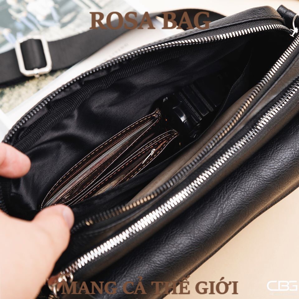 Túi đeo chéo nam ] TÚI ĐEO CHÉO O.N.M.O ĐEN  UNISEX MESSBAG DA PU tuideocheonguc Mys Bag