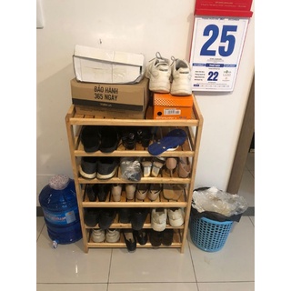Kệ để giày dép gỗ 6 tầng 60cm, gỗ cao su, kệ dép 60cm