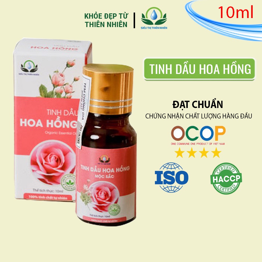 Tinh dầu hoa hồng Mộc Sắc lọ 10ml, tinh dầu dưỡng da cao cấp của siêu thị thiên nhiên