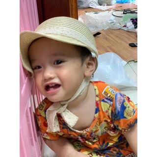Mũ cói phong cách Hàn quốc cho bé