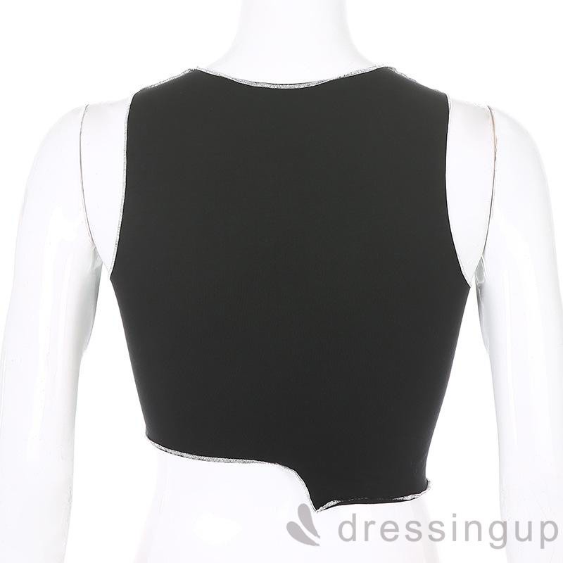 Áo Croptop Không Tay Thêu Chữ Phối Màu Tương Phản Dành Cho Nữ | BigBuy360 - bigbuy360.vn