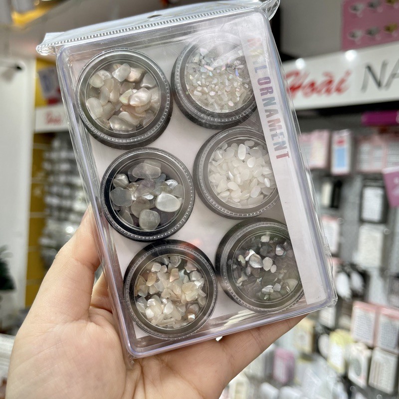 set sỏi 6 mẫu - phụ kiện nail