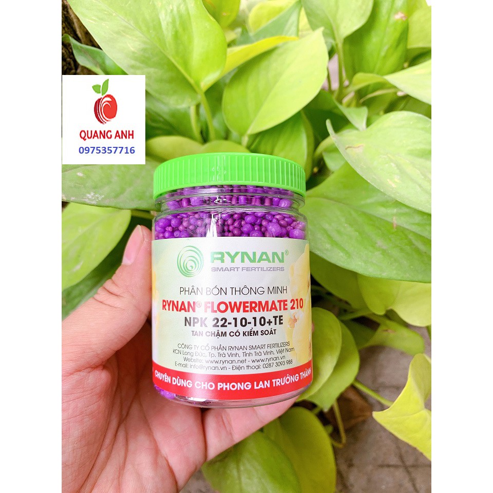 Phân tan chậm thông minh Rynan Flowermate 210 NPK 22-10-10 TE hũ 150g chuyên dùng cho phong lan sau ra hoa