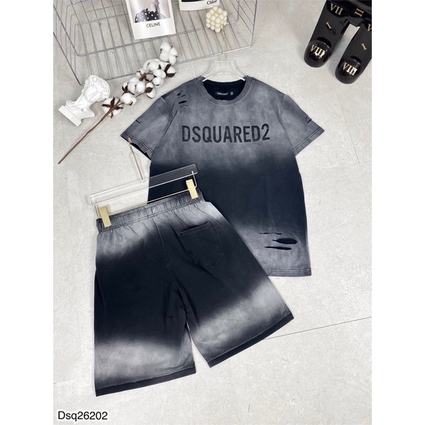 Quần Áo Nam DSQ Loang In Chữ Xịn Xò - Bộ DSQ Nam Rách Siêu Chất