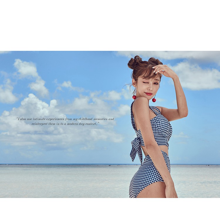 Bikini nữ thời trang, kiểu phân mảnh, họa tiết kẻ caro, mẫu Hàn | BigBuy360 - bigbuy360.vn