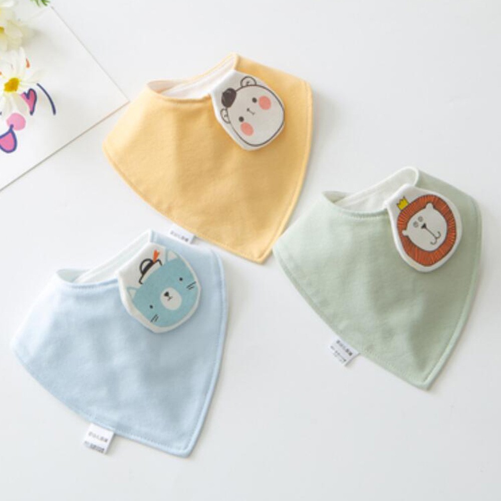 Set 3 Yếm Ăn Cotton Thấm Hút Tốt In Họa Tiết Công Chúa Xinh Xắn Dành Cho Các Bé