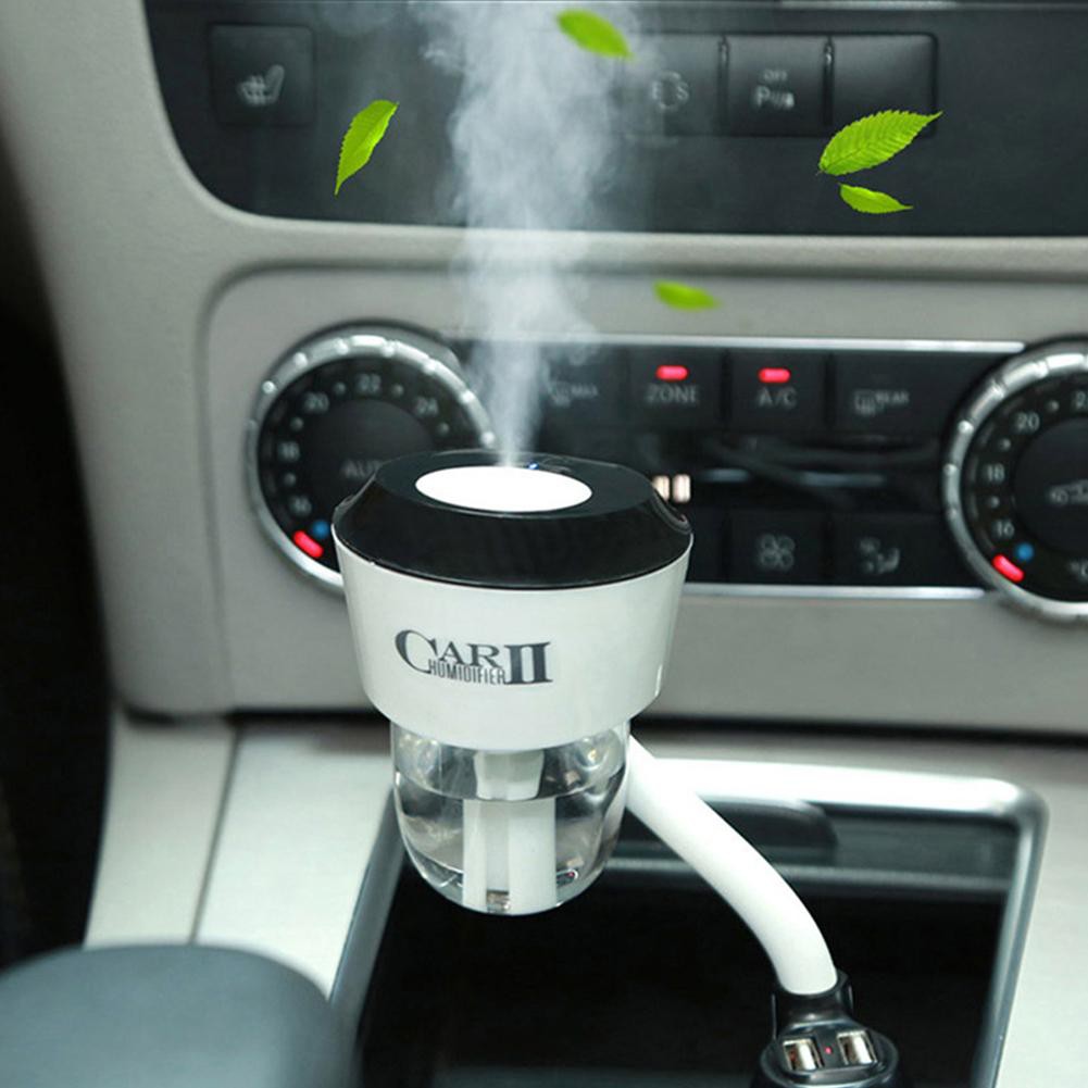 Máy phun sương tinh dầu mini cho ô tô- Máy tạo độ ẩm có 2 cổng sạc USB