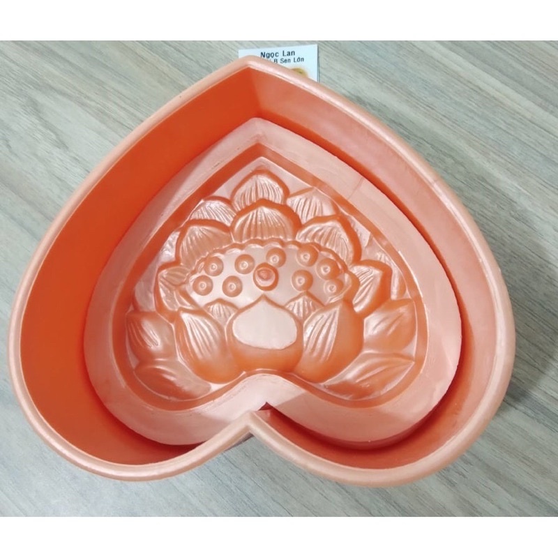 Khuôn làm xôi trái tim hoa sen size đại 16cm nhựa cứng bền đẹp