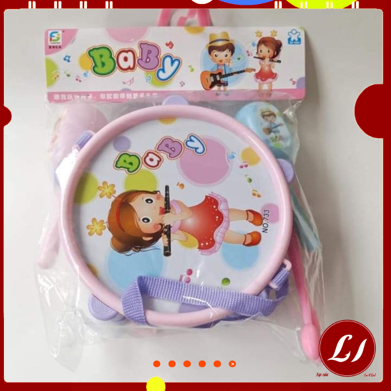Đồ chơi TRỐNG GÕ KÈM KÈN THỔI 6 món cho bé - MÀU HỒNG