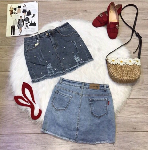 CHÂN VÁY JEAN ĐÍNH HẠT