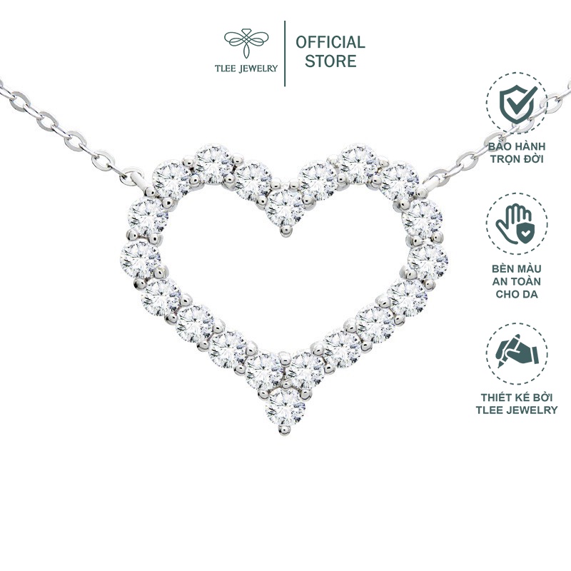 Dây chuyền bạc nữ TLEE tim rỗng nạm đá viền cao cấp TleeJewelry D0116