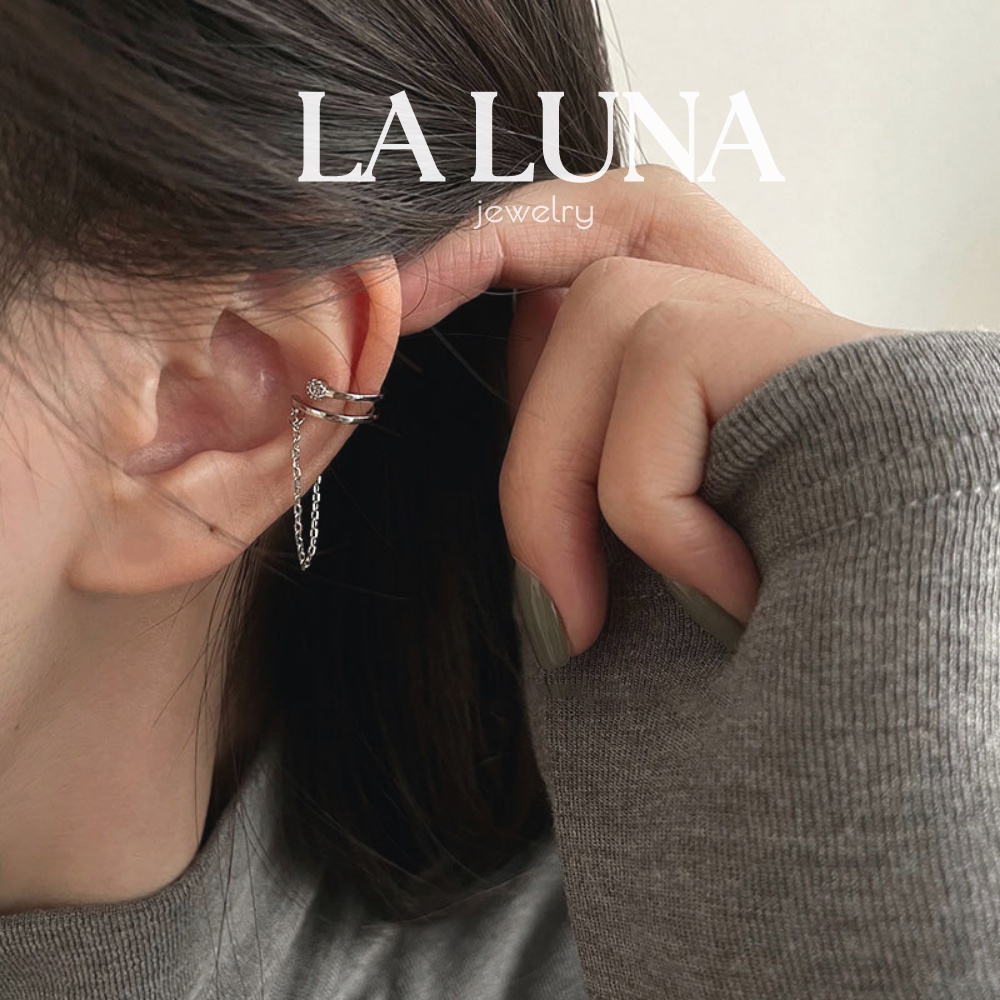Khuyên kẹp vành tai cao cấp phối xích Helen ear cuff La Luna cá tính laluna