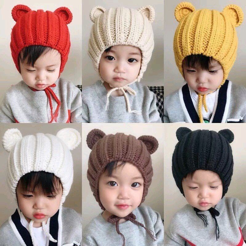Mũ len tai gấu cho bé yêu từ 3m- 3 tuổi