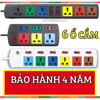 Ổ Cắm Điện LIOA 6 Lỗ Cắm Chịu Tải 2200W - 3300W - Có CB Bảo Vệ Ngắt Điện Khi Quá Tải - Tổng Kho LIOA