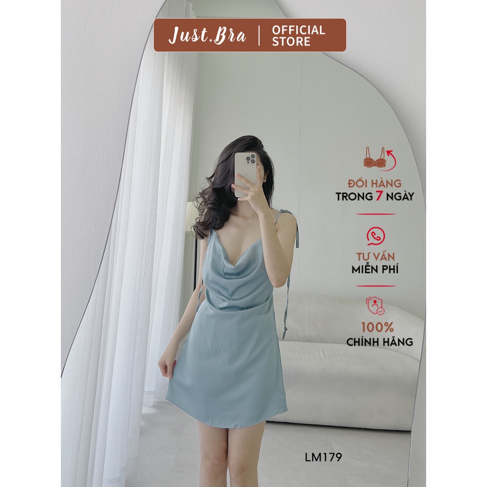 Váy ngủ Just Bra thiết kế 2 dây quyến rũ đi kèm quần đùi bảo hộ lụa thoáng  mát LM179