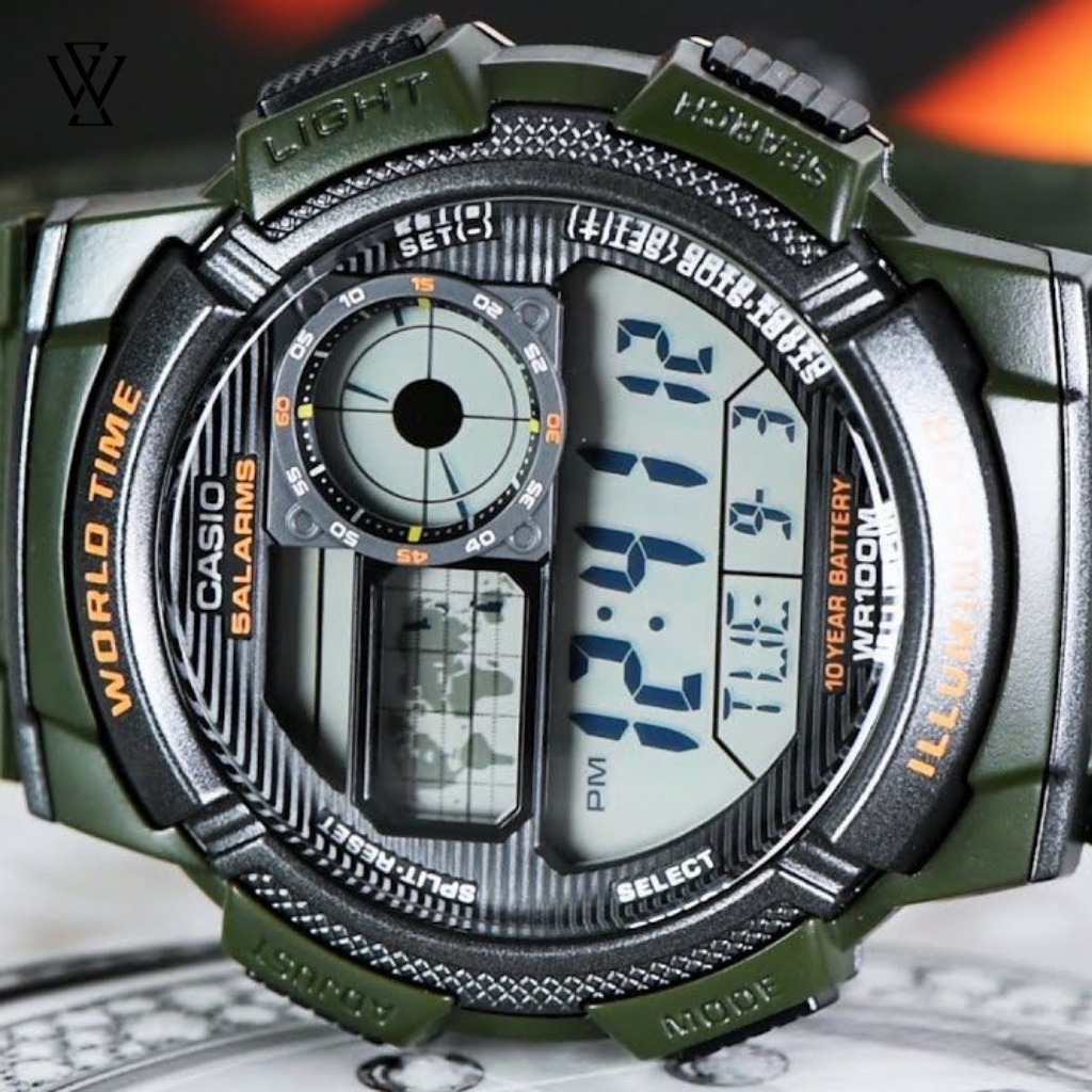 Đồng Hồ Điện Tử Nam Casio WATCHSTORE AE-1000W-3AVDF Thiết Kế Mặt Kính 43.8mm, Dây Đeo Và Vỏ Nhựa Đen Bền Bỉ