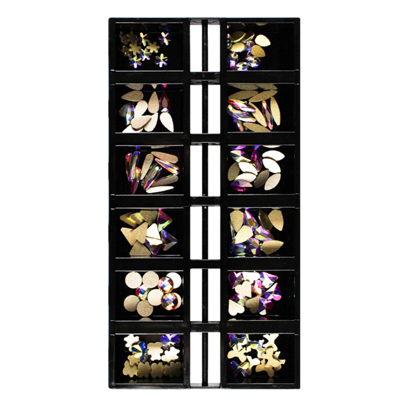 Set 120 Viên Đá 3D Nhiều Hình Dạng Bằng Kính Lấp Lánh Trang Trí Móng Tay Nghệ Thuật