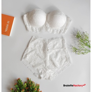 Bộ Bralette ren màu trắng cup tròn nâng ngực xinh xắn ( hàng thiết kế ) N12