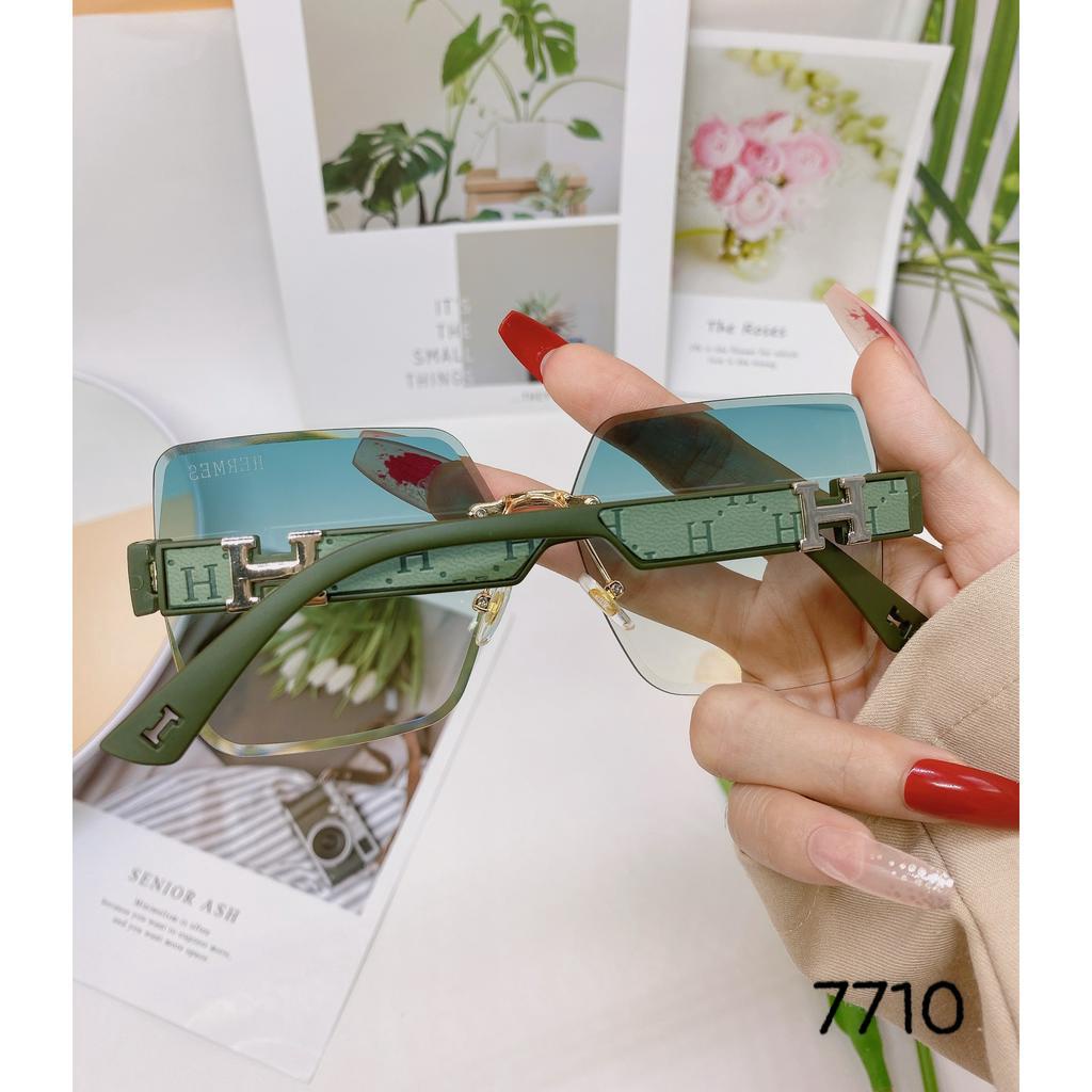 Kính mát thời trang nữ thiết kế form vuông hot trend gọng chữ H 7710- new avirral 2023 tặng bao da khăn lau kính