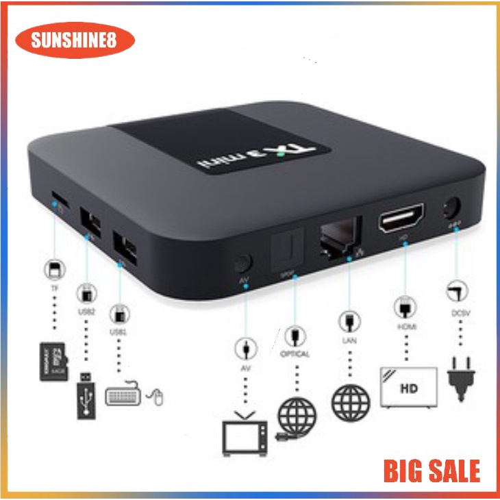 Hộp TV Box TX3 mini S905w  2GB + 16GB Android TV 9.0 kết nối Wifi AC Bluetooth 4.1 phiên bản  2022 TX3 Mini chất lượng cao