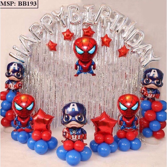 Bóng hình siêu nhân người nhện spiderman, bóng hình captain american,ironman,hulk sinh nhật