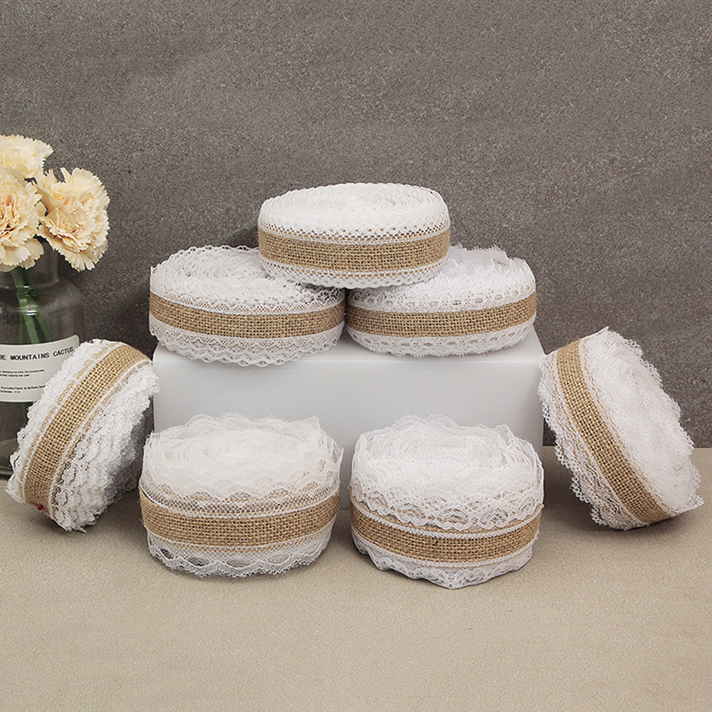 Cuộn Dây Ruy Băng Ren Trắng 25mm Trang Trí