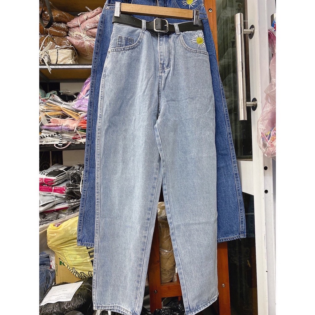 quần baggy thêu hoa cúc