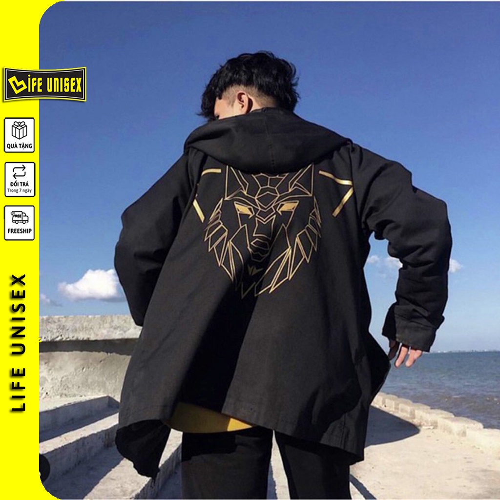 Áo khoác dù 2 lớp chống nắng ĐẦU SÓI dành cho nam nữ cho cặp đôi,form rộng phong cách unisex-LifeUnisex.GAKD64