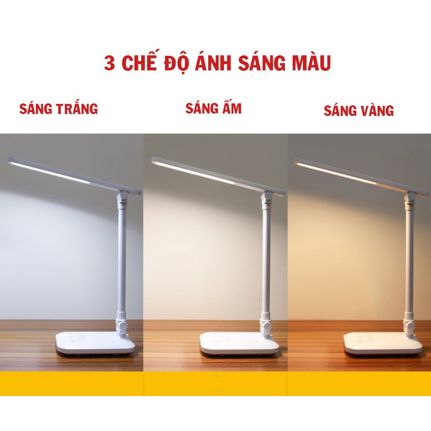Đèn Tích Điện Để Bàn Gấp Gọn,Đèn Học Chống Cận, Cảm Ứng Tích Điện Gập 2 Chỗ