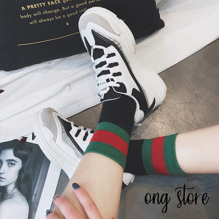 MIỄN PHÍ SHIP Giày thể thao nữ đế cao phong cách Hàn Quốc trắng đen (số 8) | BigBuy360 - bigbuy360.vn
