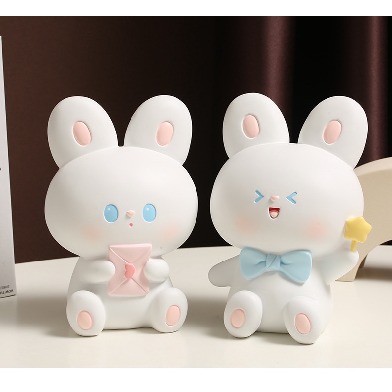 Thỏ Trắng Nhỏ Nhắn Dễ Thương Dùng Trang Trí Phòng Khách / Bàn Làm Việc Phong Cách Năm Mới