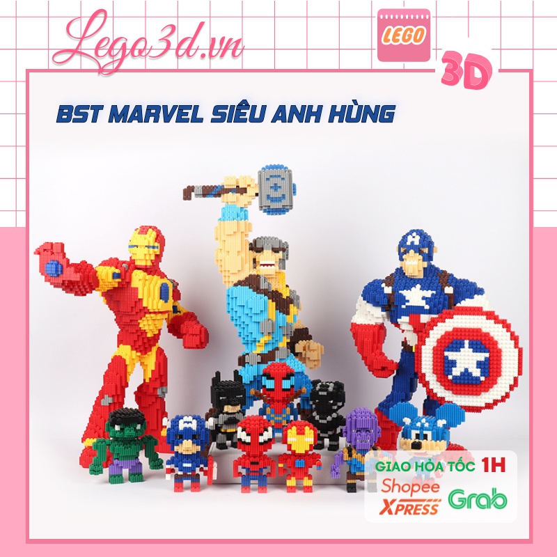 BST mô hình Marvel mini đồ chơi Lego lắp ráp Captian Americ Spiderman Superman Batman nhân vật siêu anh hùng - LEGO3D.VN
