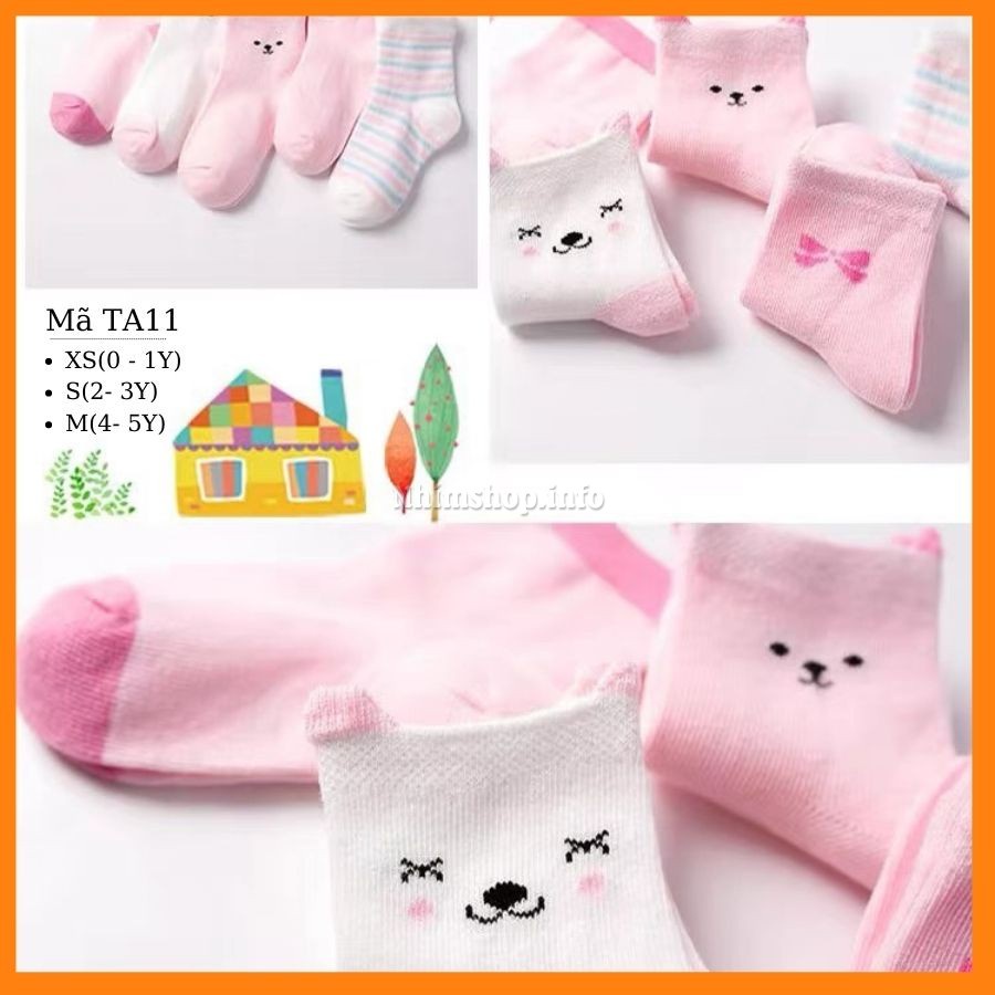 Tất cho bé trai bé gái cao cổ vớ phù hợp cho trẻ em 0 1 2 3 4 5 tuổi 100% cotton mềm mại điều hòa kháng khuẩn TA11