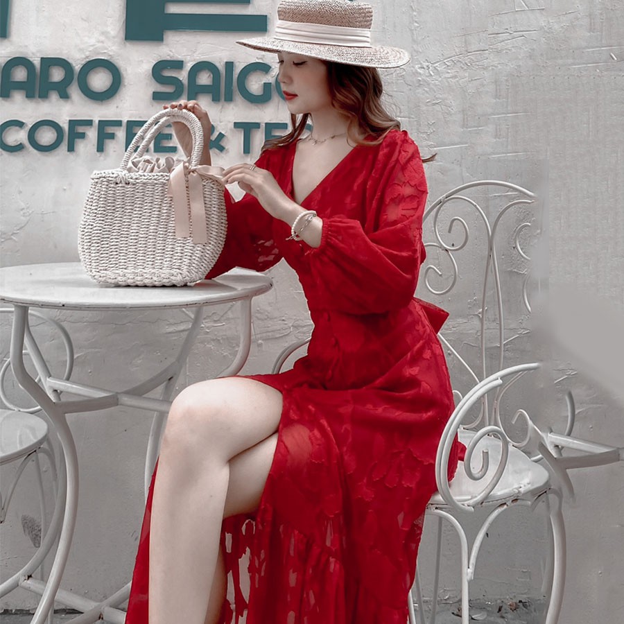 Đầm maxi hoa MIMIX váy hoa cúc xẻ tà khoe chân tôn dáng 4 màu để selfi AR0215 | BigBuy360 - bigbuy360.vn