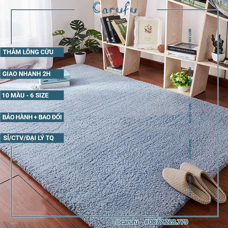Thảm lông trải sàn phòng khách màu Xám 200x160cm | lông CỪU xoăn