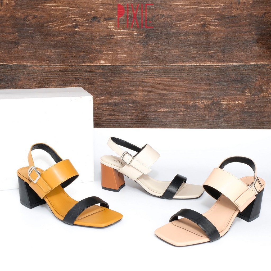 Sandal Gót Vuông 5cm Phối Màu Pixie X574