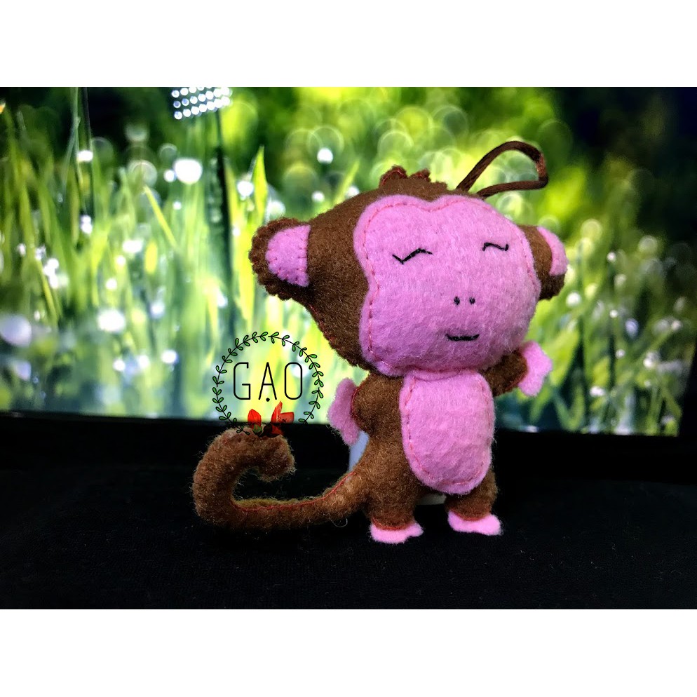Móc khoá, treo nôi khỉ nâu - handmade siêu cute