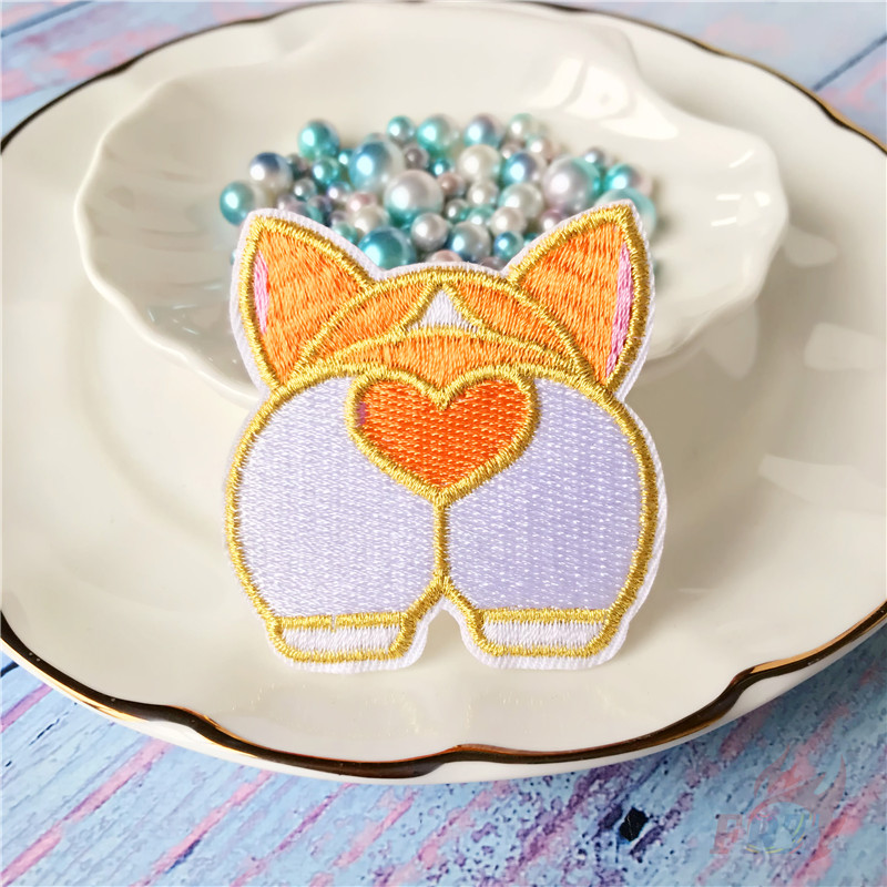Miếng Vá Ủi Thêu Thiết Kế Hình Chó Shiba Inu và Corgi Dễ Thương