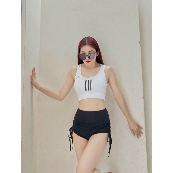 Bộ đồ tập quần đùi rút dây bra tập gym, nhảy aerobic,Zumba, đi bơi nữ có tách lẻ áo bra