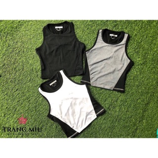 Áo croptop phối lưới lưng nữ