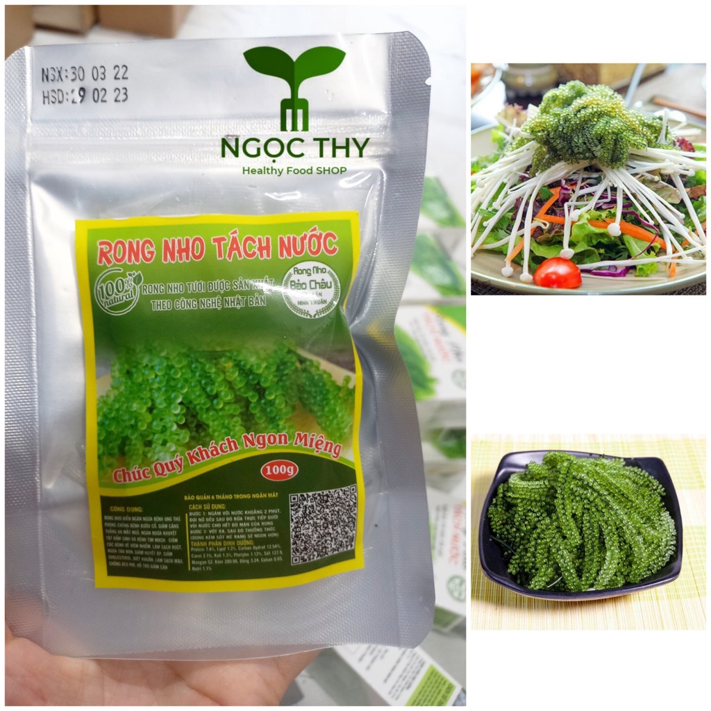 Rong nho tách nước Bảo Châu ăn salad, xốt mè rang