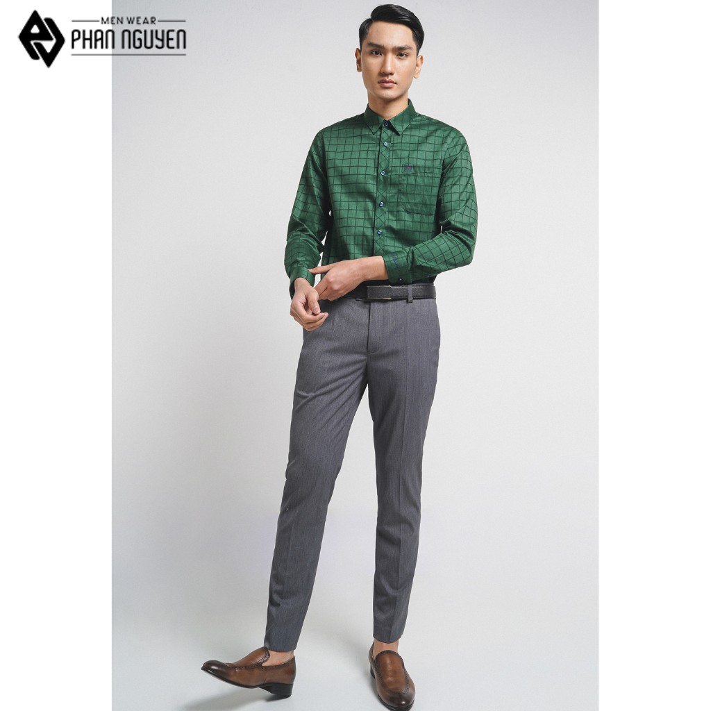 Áo sơ mi họa tiết dài tay nam Phan Nguyễn thiết kế trẻ trung, lịch lãm, chất liệu cotton mềm mịn, thấm hút SMD.716