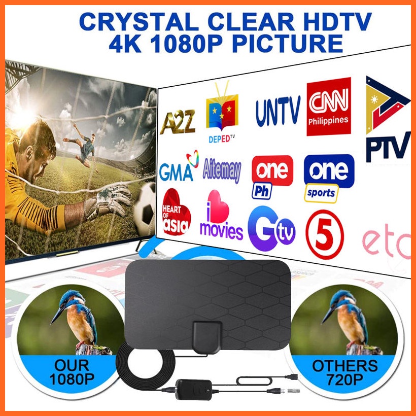 Ăng Ten TV Kỹ Thuật Số HDTV Trong Nhà 4K 1080P Thu Sóng 500 Dặm Và Phụ Kiện