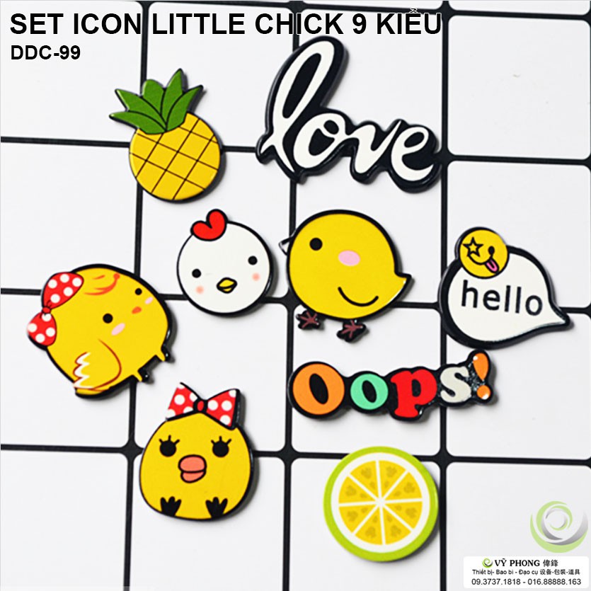 {ĐẠO CỤ CHỤP HÌNH} COMBO 9 KIỂU LOGO ICON LITTLE CHICK TRANG TRÍ CHỤP ẢNH DDC-99