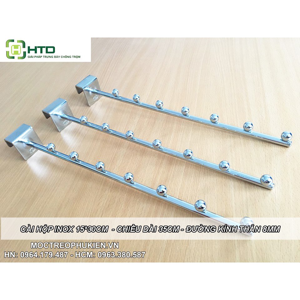 Móc inox treo quần áo 7 bi cài thanh ngang D16-350