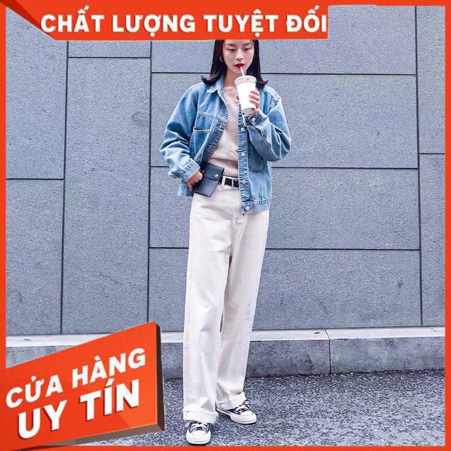 Quần ống rộng jeans trắng vải đẹp - ảnh thật shop chụp