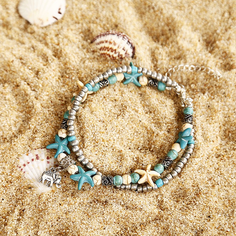 Lắc Chân Nhiều Lớp Khắc Hình Voi Phong Cách Dân Tộc Cổ Điển Thời Trang Cho Nữ