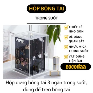 Hộp Đựng Trang Sức - Hộp Treo Khuyên Tai, Hoa Tai 3 Ngăn Chống Bụi 9067 [FREESHIP]